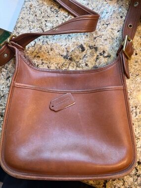 Coach Cognac Leather Shoulder Bag with Brass Hardware